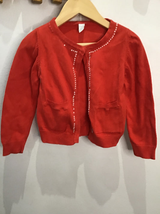 Red pearl lined cardigan 18-24m