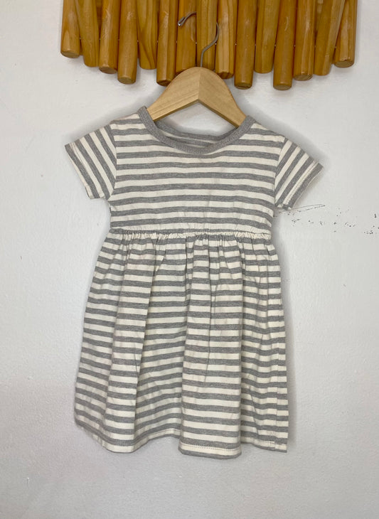 Minimioche grey stripe dress 6-12m