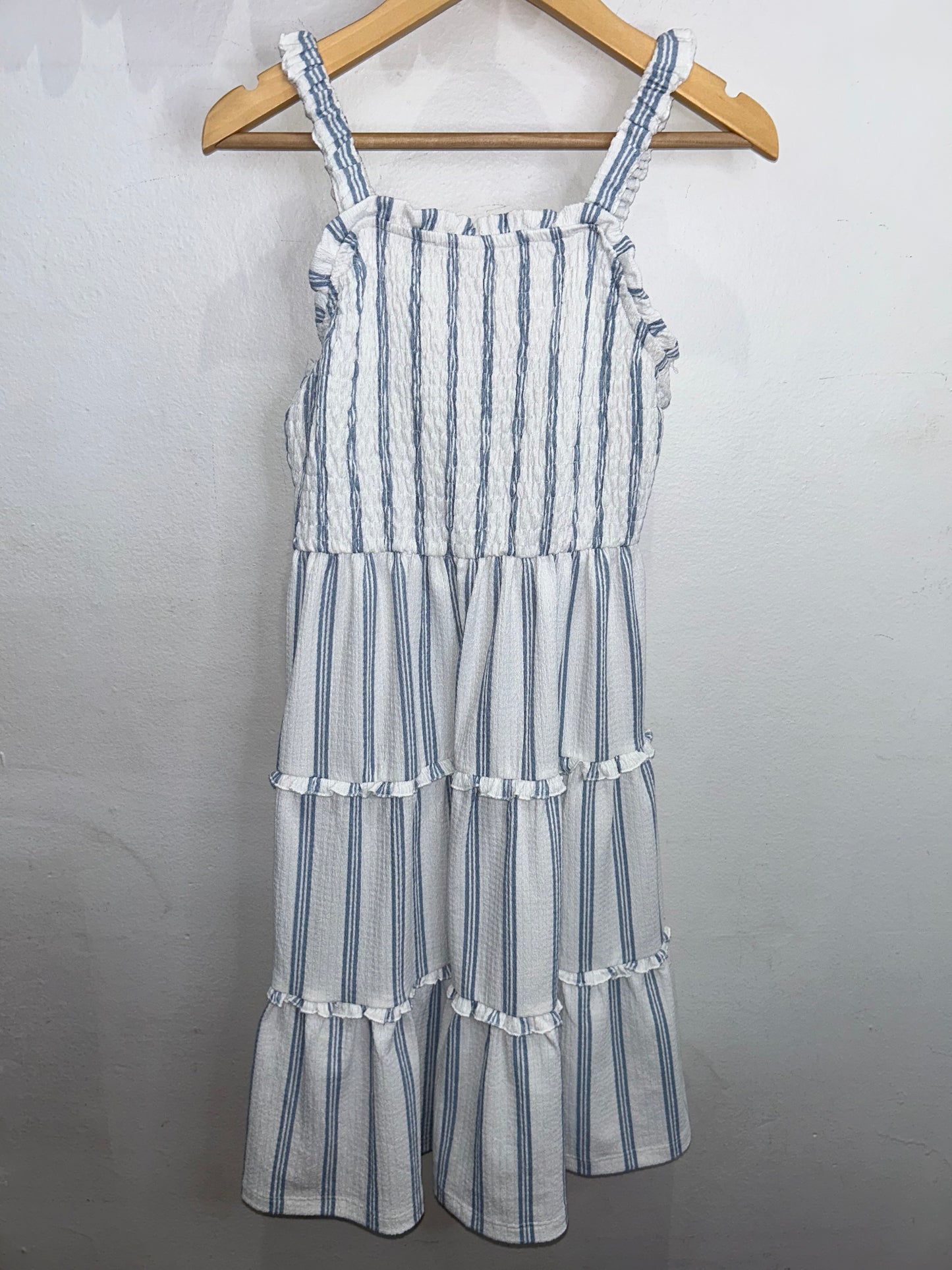 Blue stripes textured dress 9y