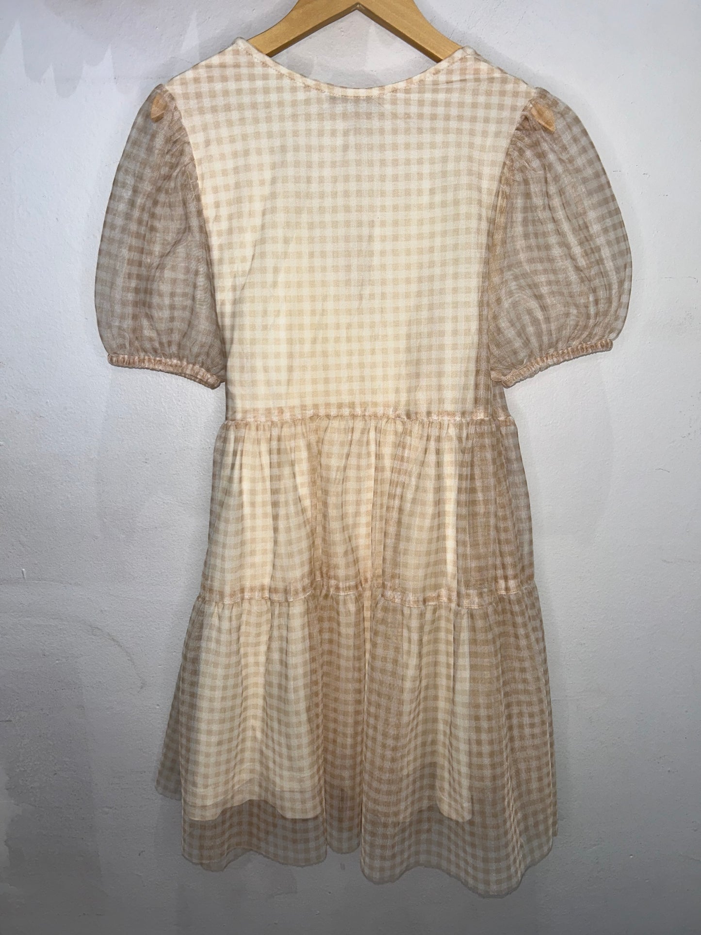 Brown checkered fancy dress 10y