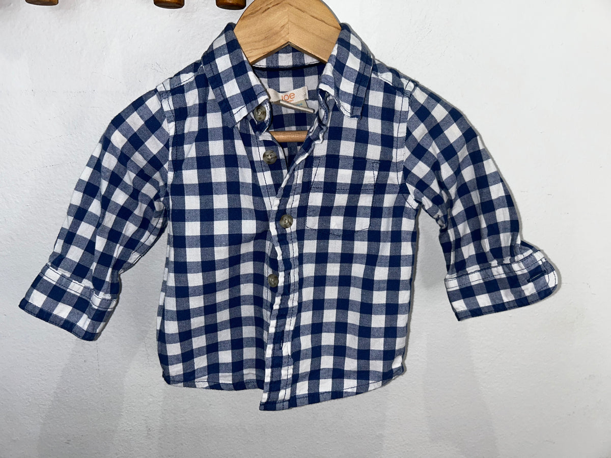 Blue checkered shirt 3-6m
