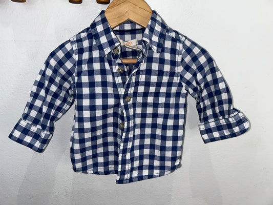 Blue checkered shirt 3-6m