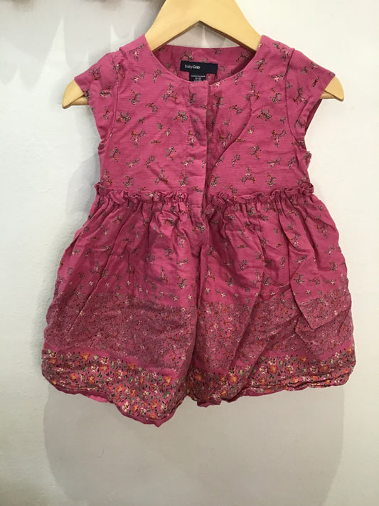 Pink print dress 12-18m