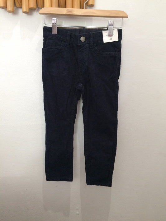 Navy slim-fit corduroys 3-4y NEW