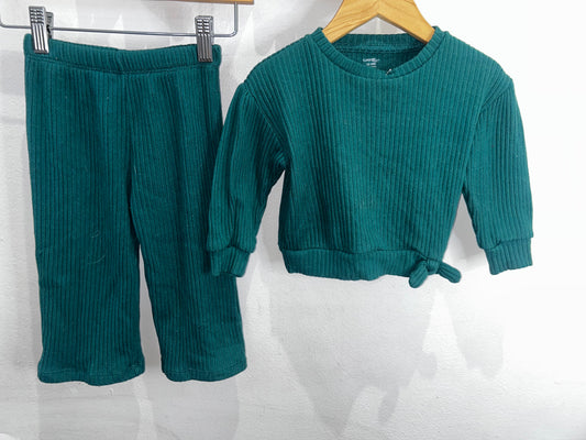 Green ribbed set 12-18m
