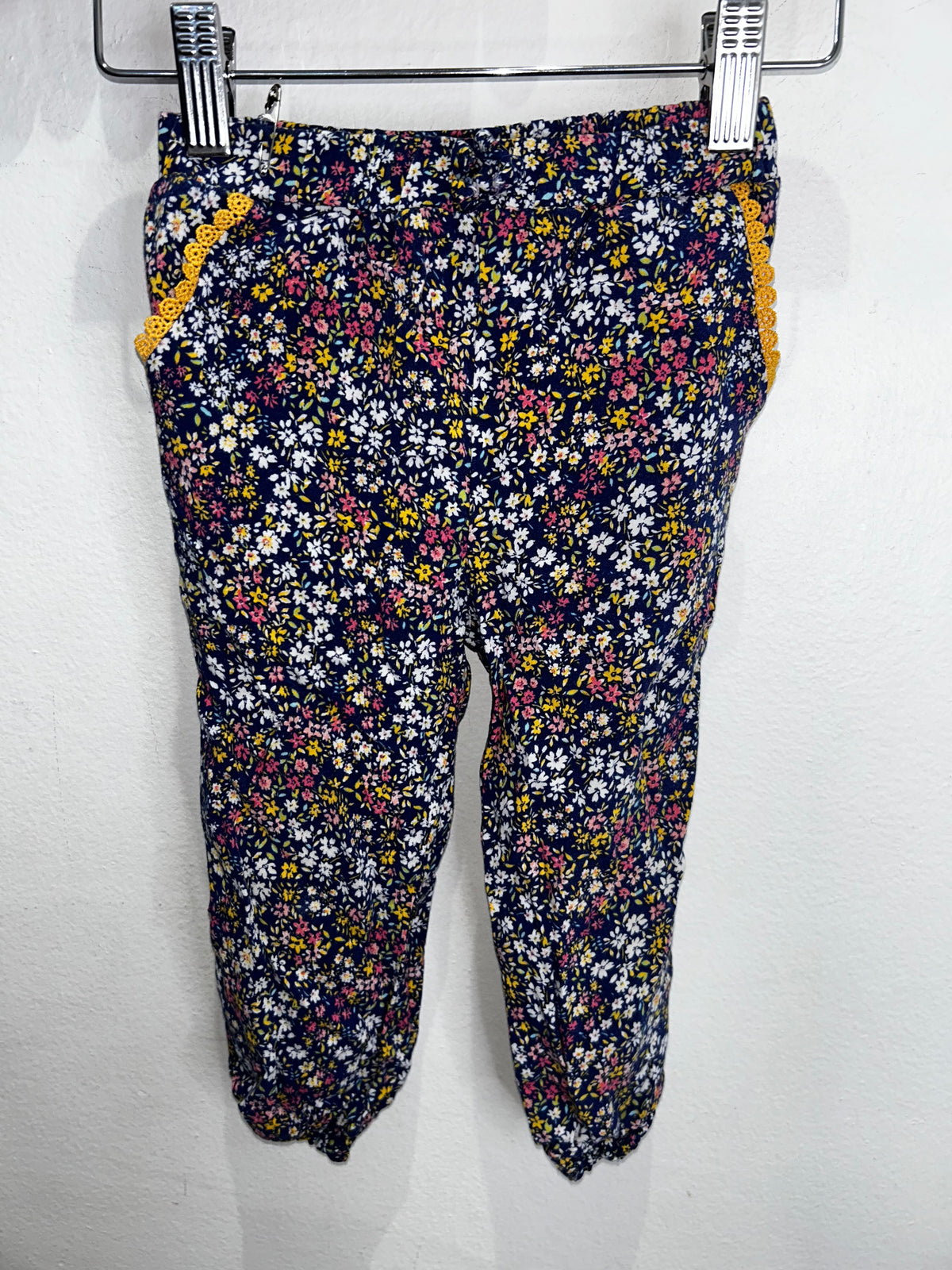 Blue floral breezy cotton pants 18-24m