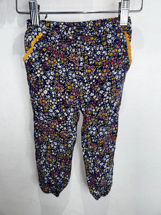 Blue floral breezy cotton pants 18-24m