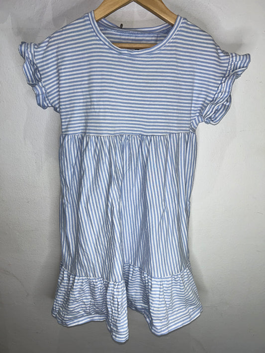 White and Blue Stripes Dress 4-5y