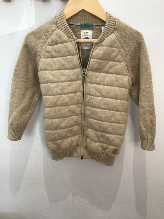 Sweater beige knit zipup 2-3y