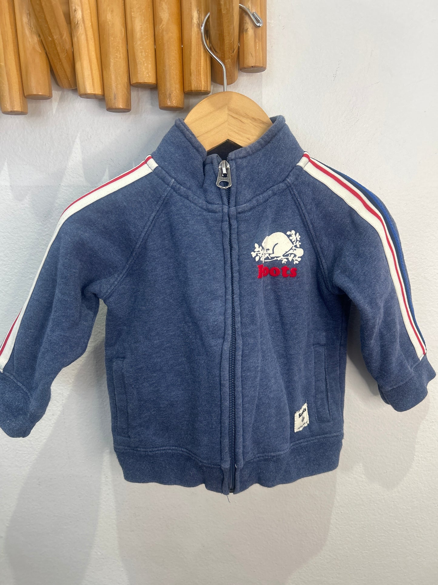 Roots blue zip-up 6-12m