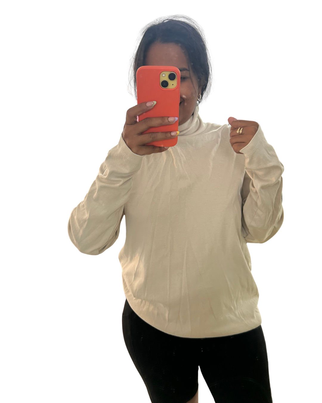 Long sleeve turtleneck in cream M