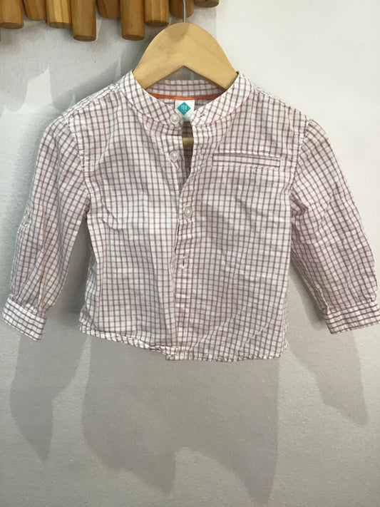 Shirt purple checkered round collar 12m