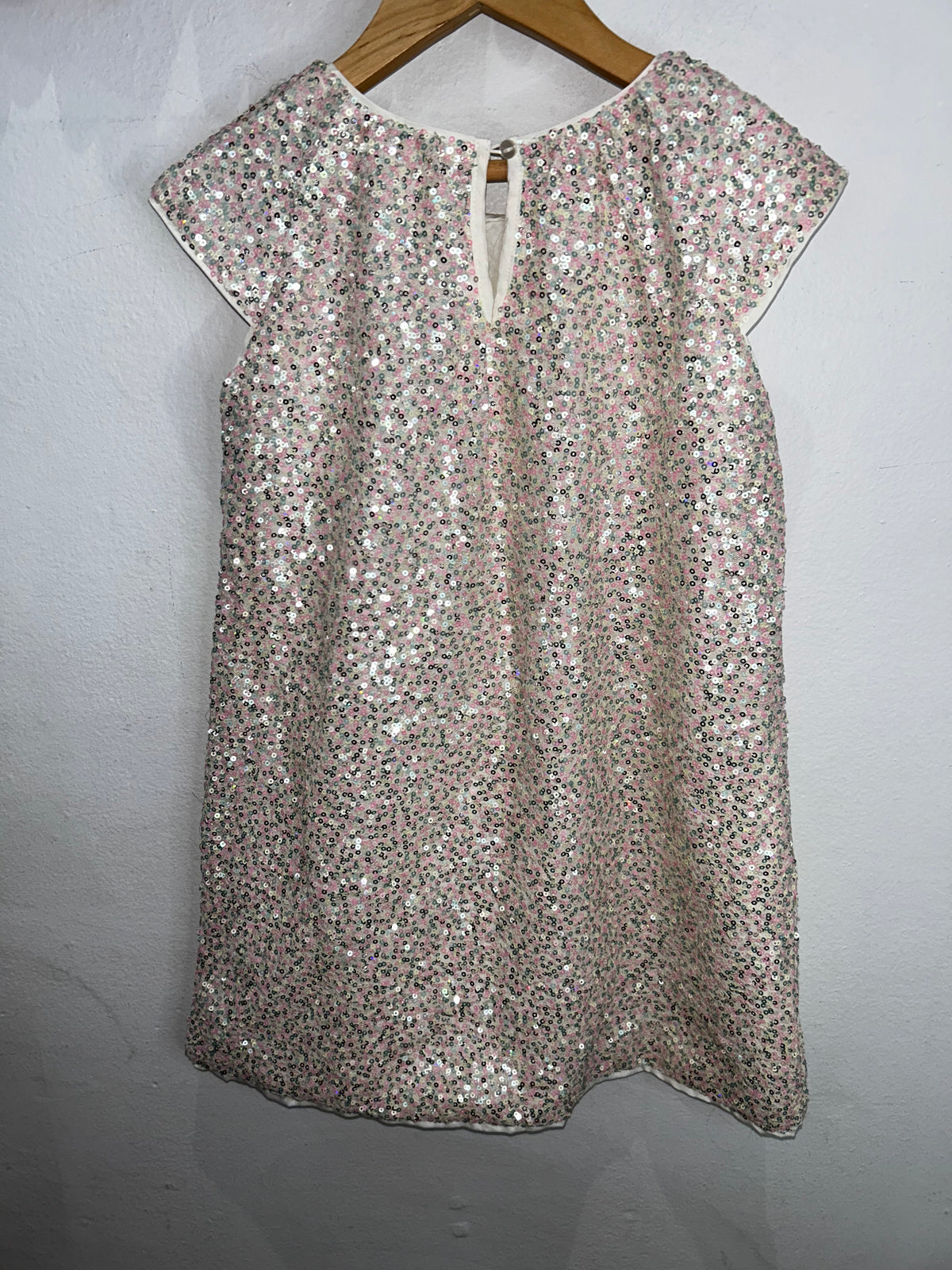 Cream sequined dress 5-6y