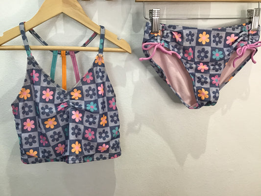 Swimsuit blue flowers two piece 6-7y