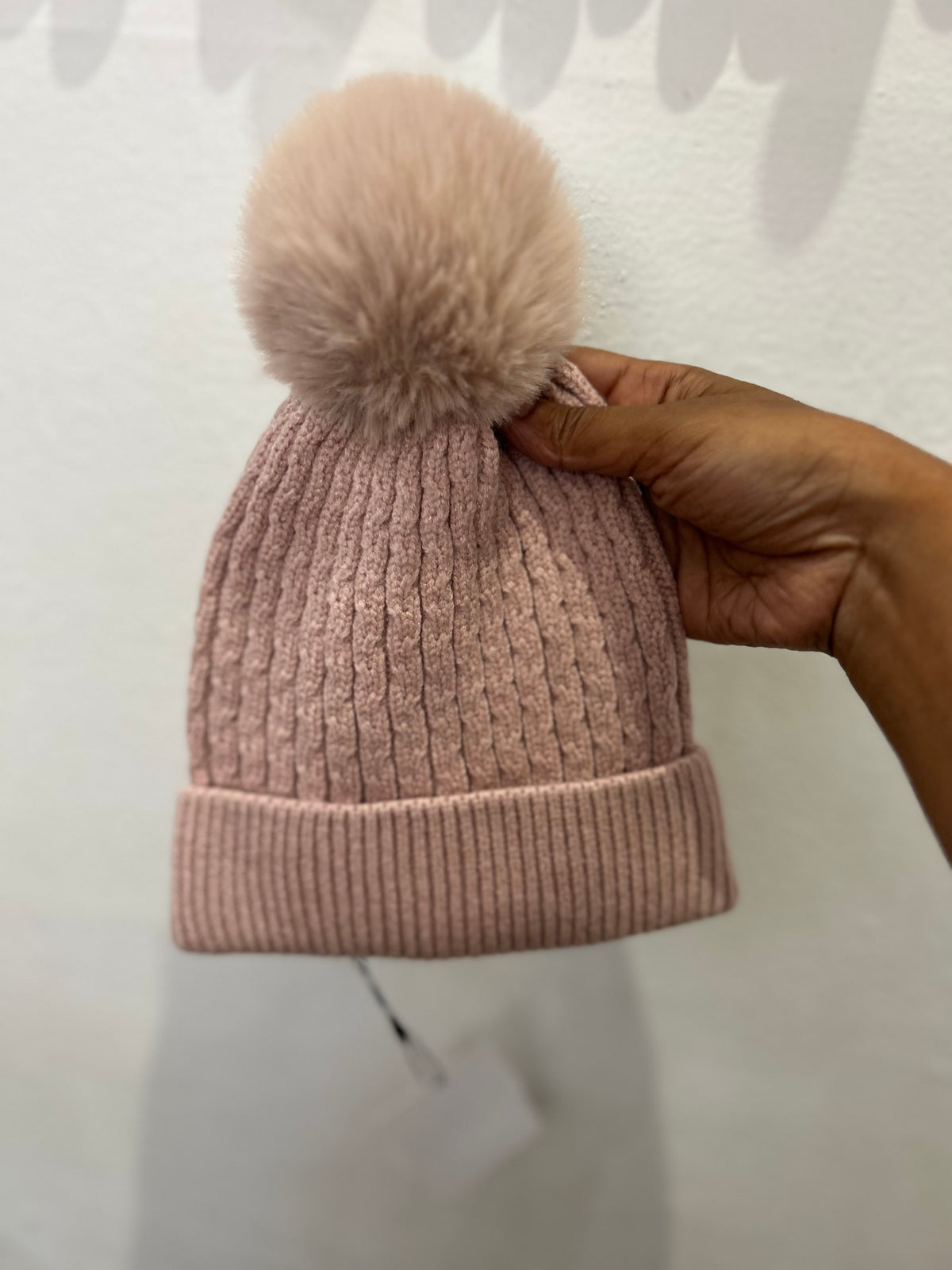 Pink hat with pom 2-4y