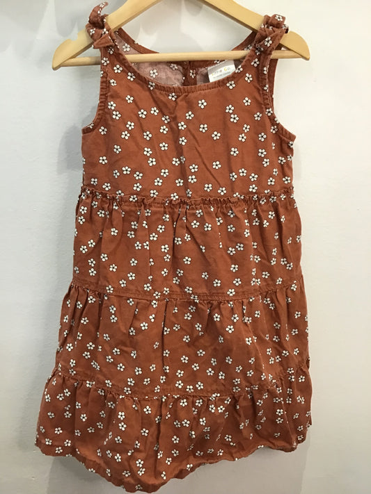 Dress brown flower linen 5y