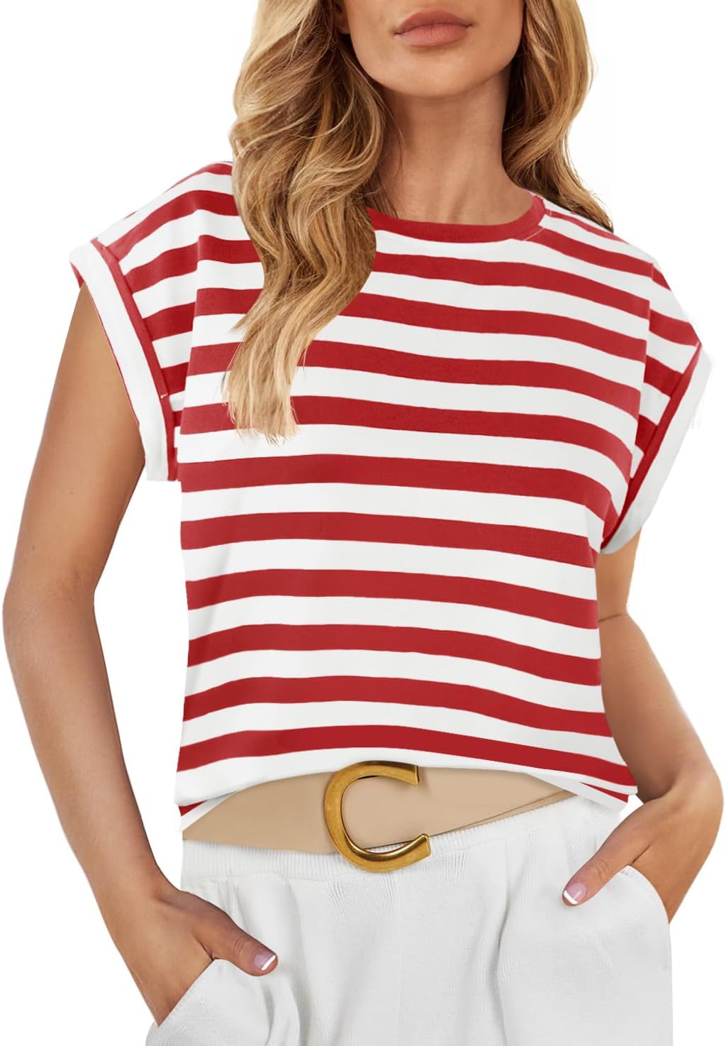 Red stripe boxy vest XS/S