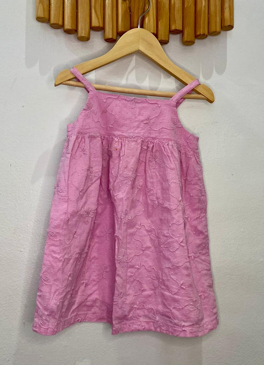 Bubblegum pink embroider dress 3y