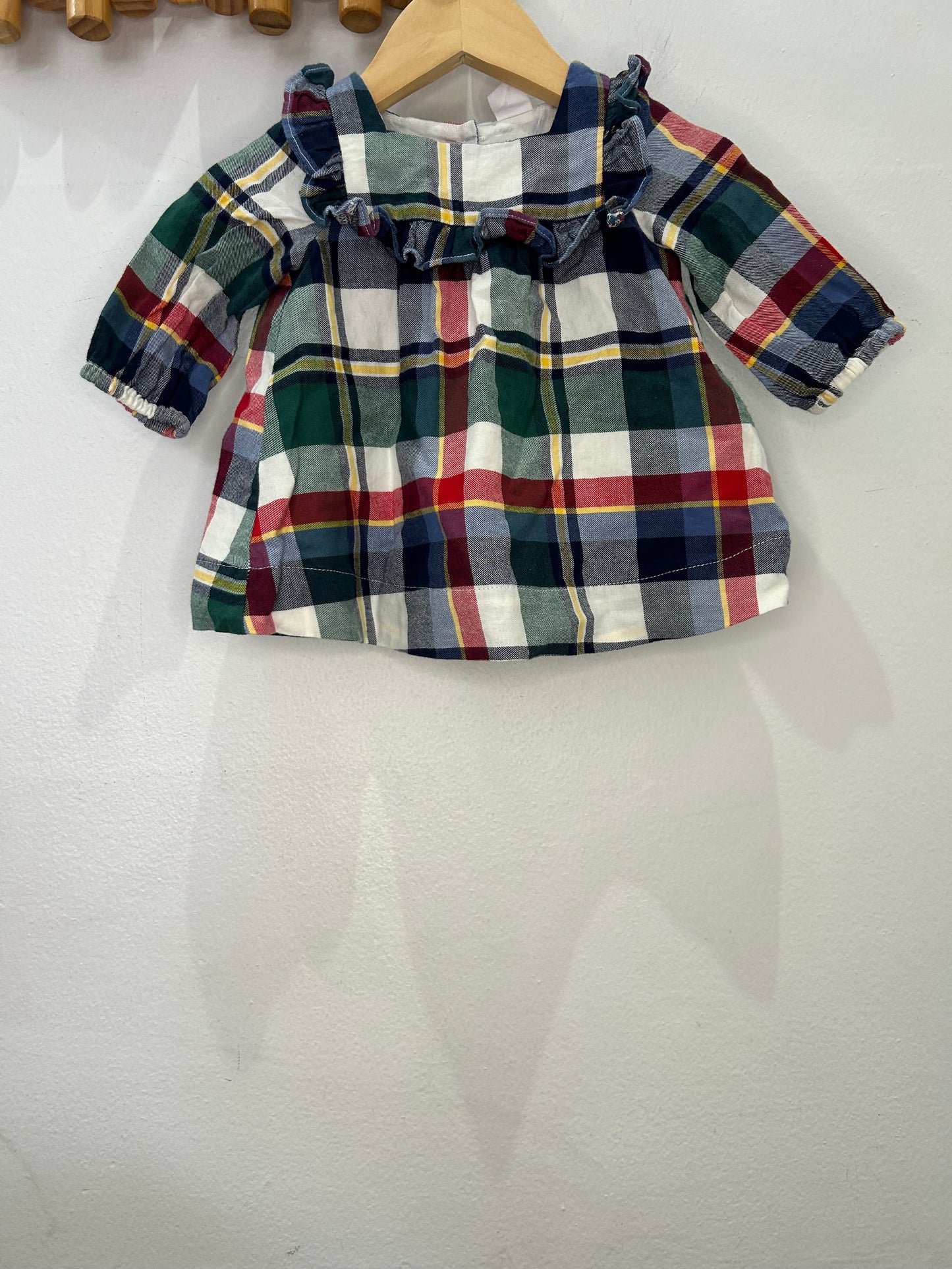 Plaid collar dress 0-3m