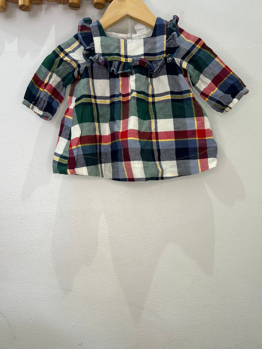 Plaid collar dress 0-3m