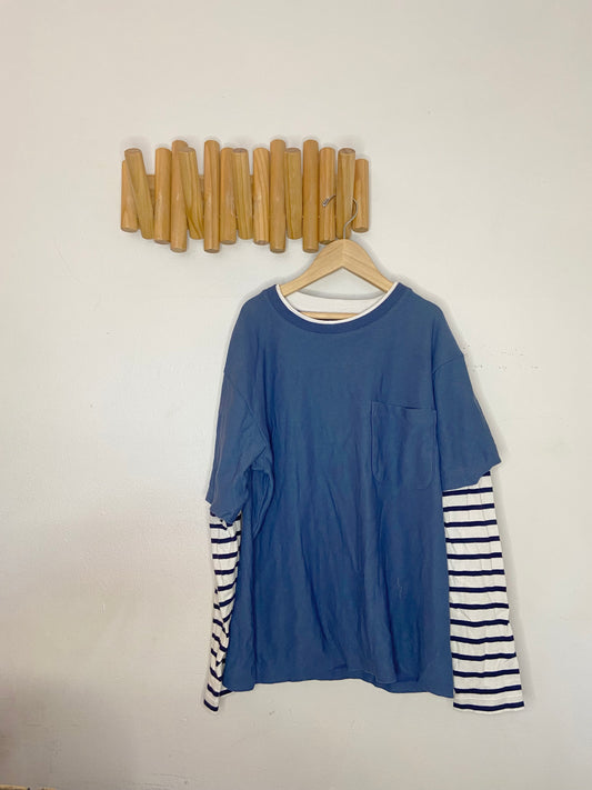 Thick  blue baseball-style tee 11-12y