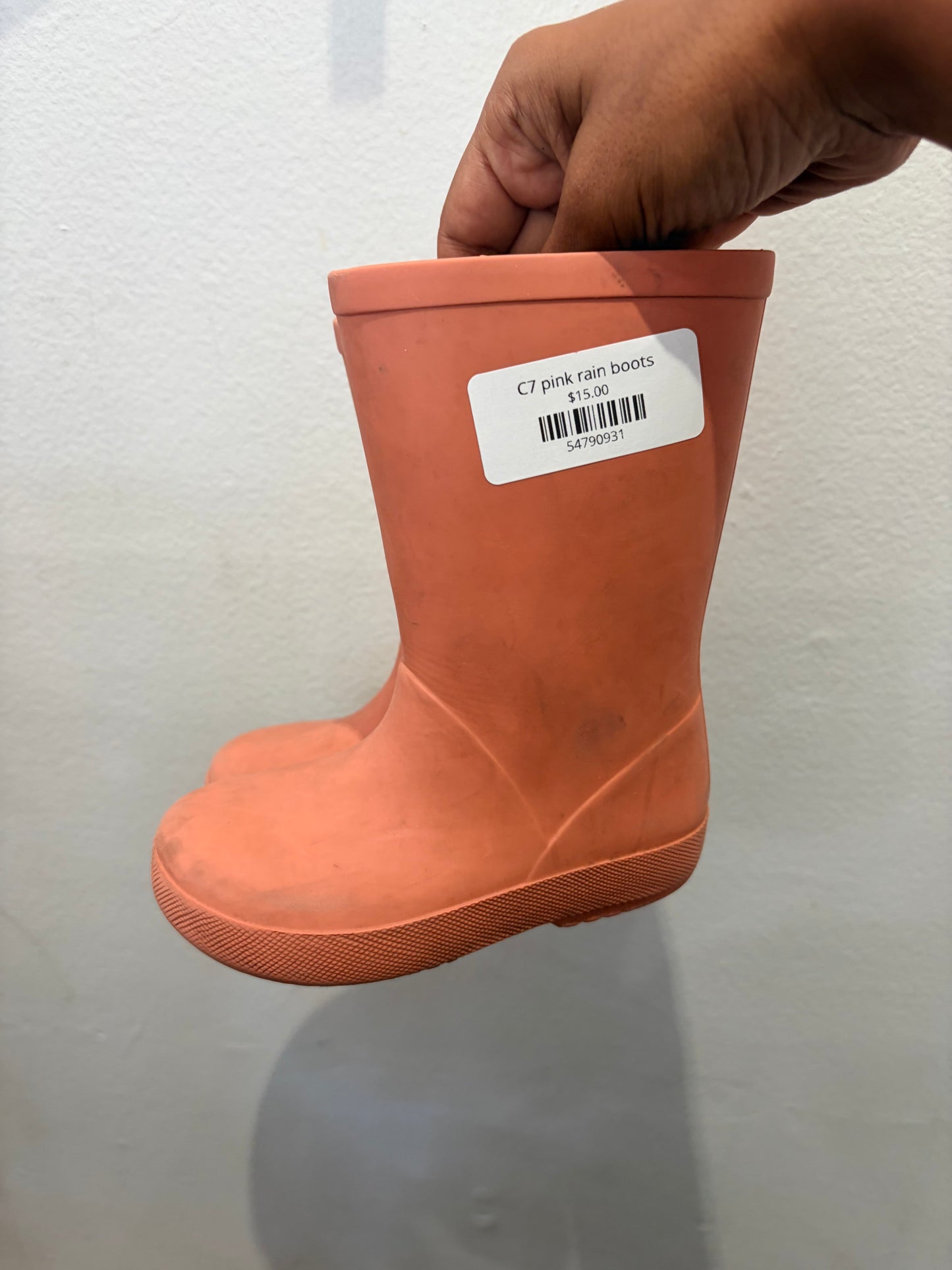 C7 pink rain boots