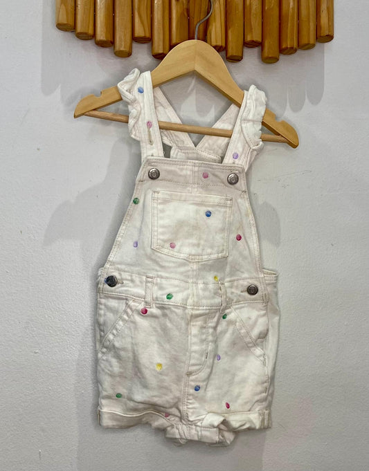 Dots white denim romper 3y