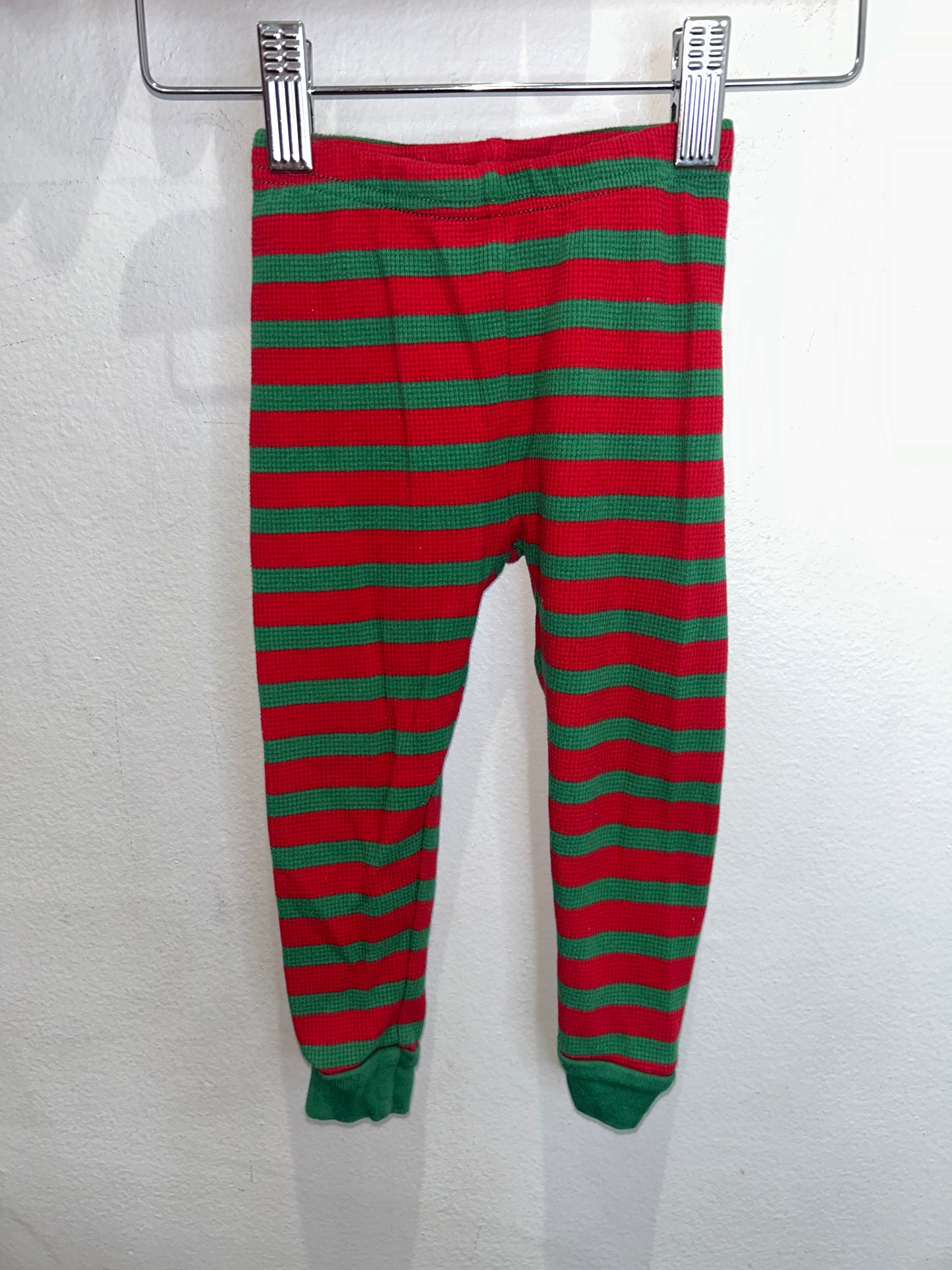 Red and green stripes waffle pyjamas 18m