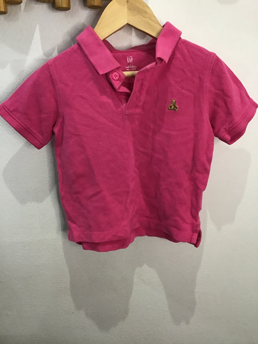 Hot pink textured polo 2y
