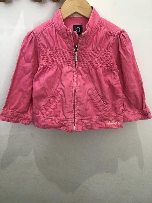 Pink corduroy zip-up 18-24m