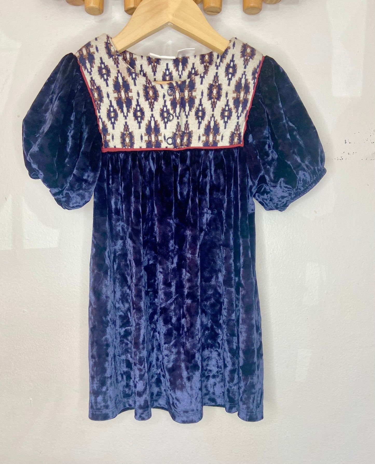 Blue velvet dress 2-3y