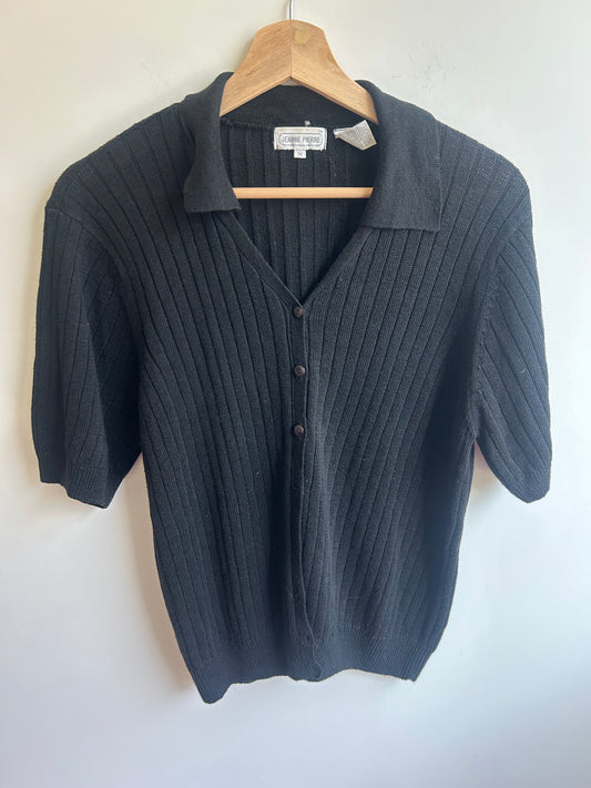Vintage black knit golf shit M