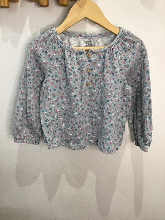 Blouse light blue floral texture 24m