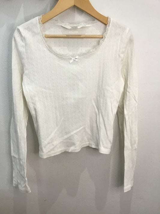 Tee white cropped embossed 10-12y