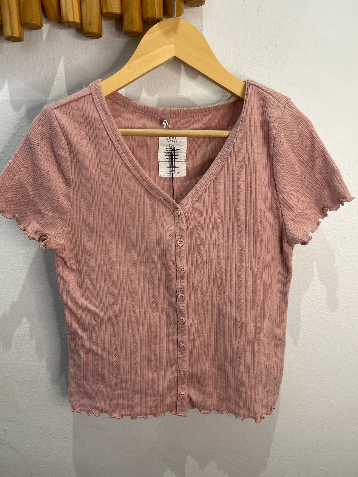 Pink pointelle blouse 14y