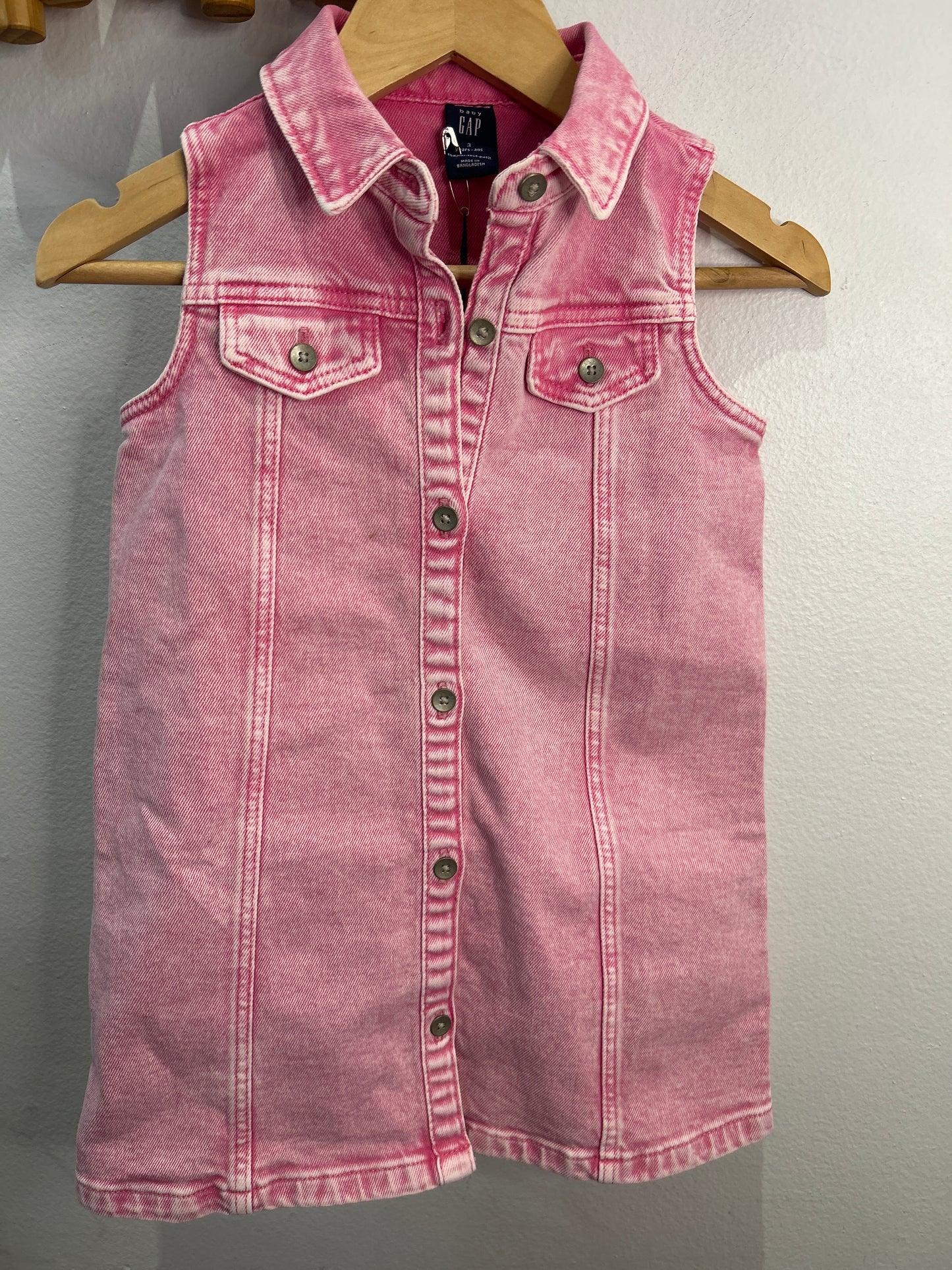 Pink denim vest dress 3y
