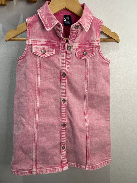 Pink denim vest dress 3y