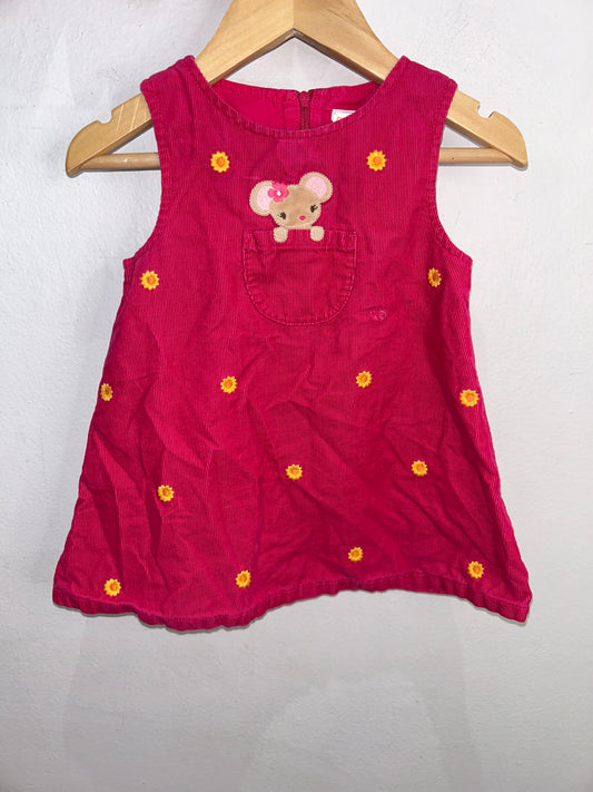 Mouse pink cord skirt romper 6-12m