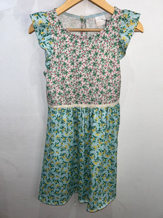 Floral block print dress 8y