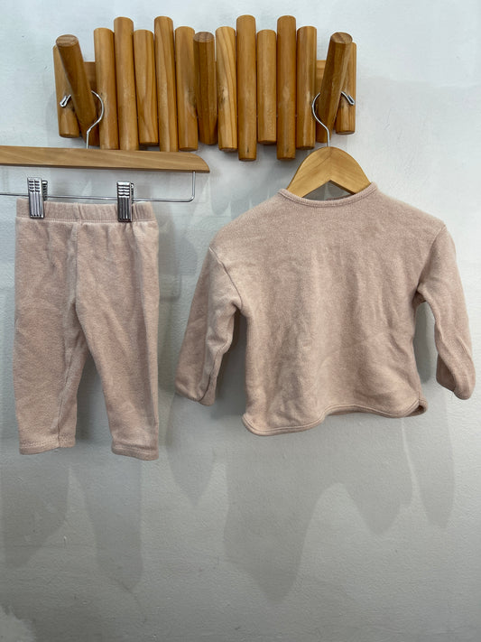 Pink soft knit sweater set 6-9m