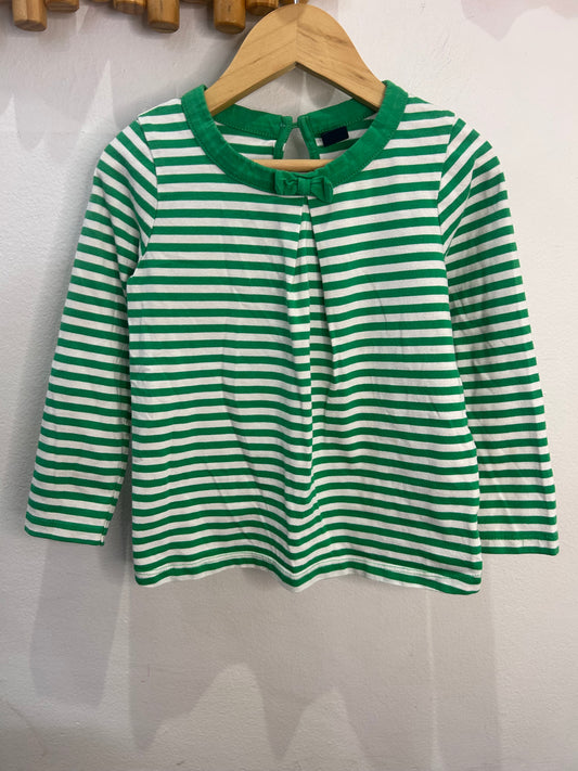 Green stripe bow longsleeve 4y