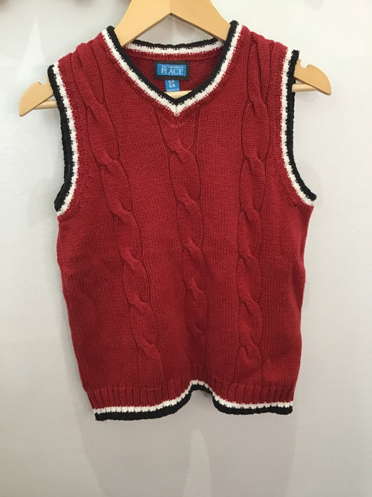 Red knit sweater vest 5-6y