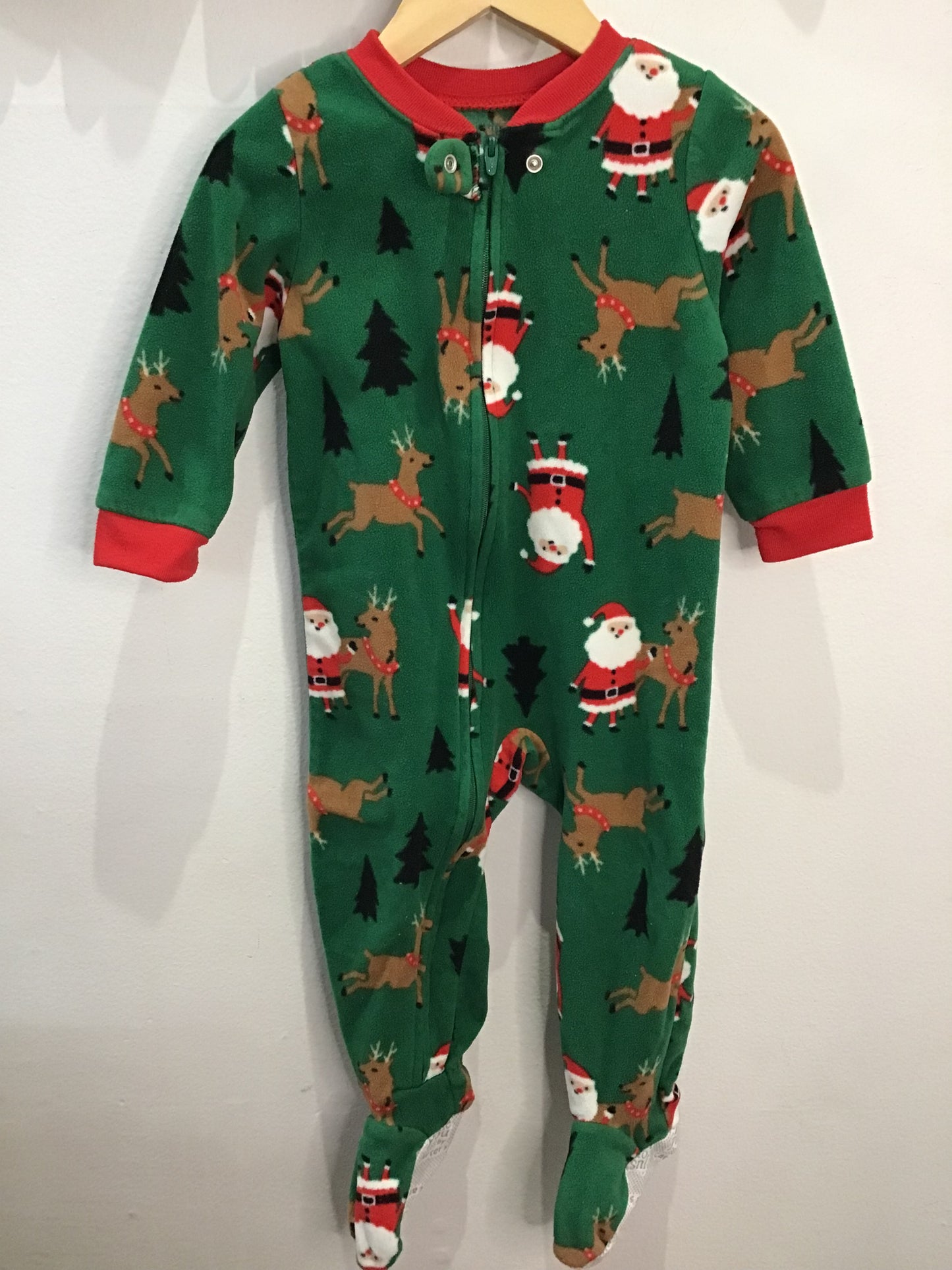 Green Santa fleece sleeper 18m