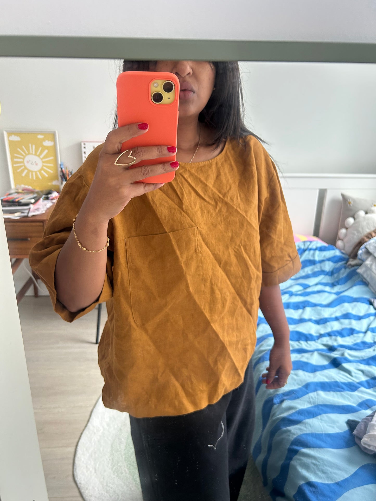 Brown linen tee M [NEW]