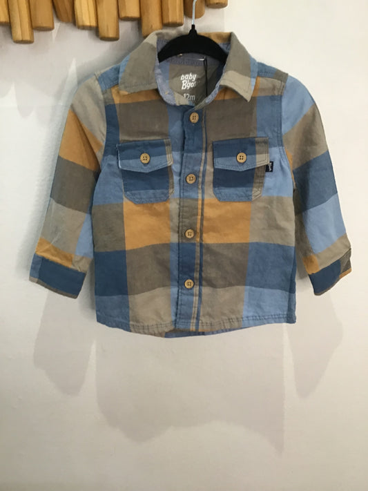Shirt brown checkered flannel 12m