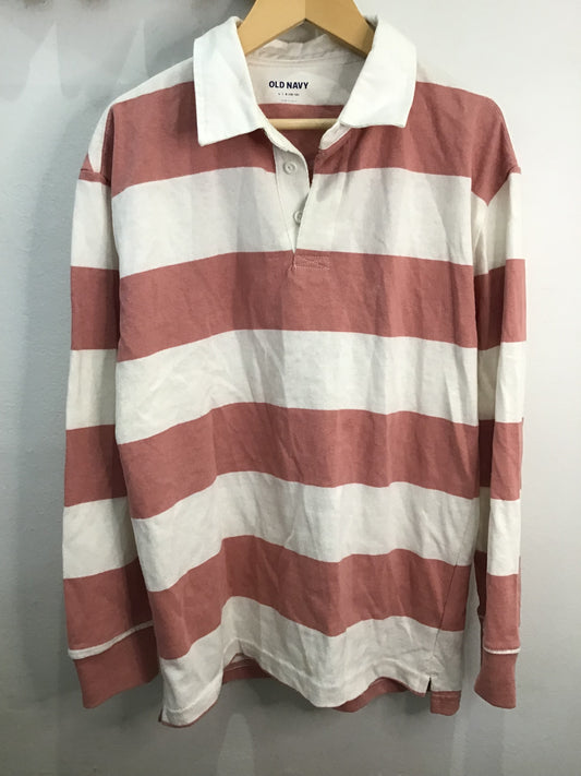 Pink stripe rugby shirt 10-12y