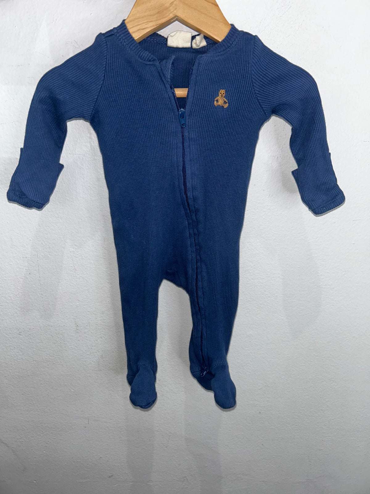 Navy ribbed sleeper 0-3m