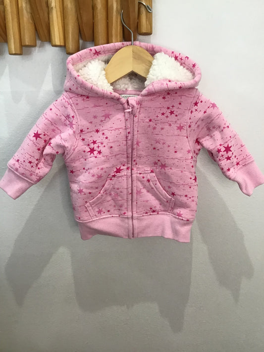 Pink stars furry lined sweatshirt 0-3m