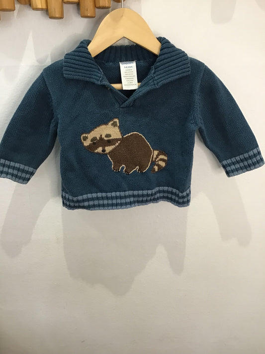 Raccoon sweater 3-6m