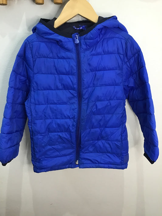 Bright blue packable puffer jacket 4y